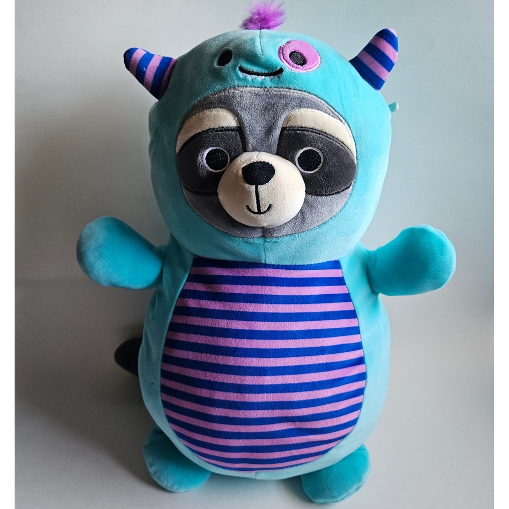 Kellytoy Squishmallows‎ Raccoon Monster Teal Purple Striped Plush 12 Inch Toy